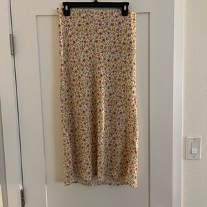 maison d'amelie‎ Italy floral yellow and pink midi skirt size 6